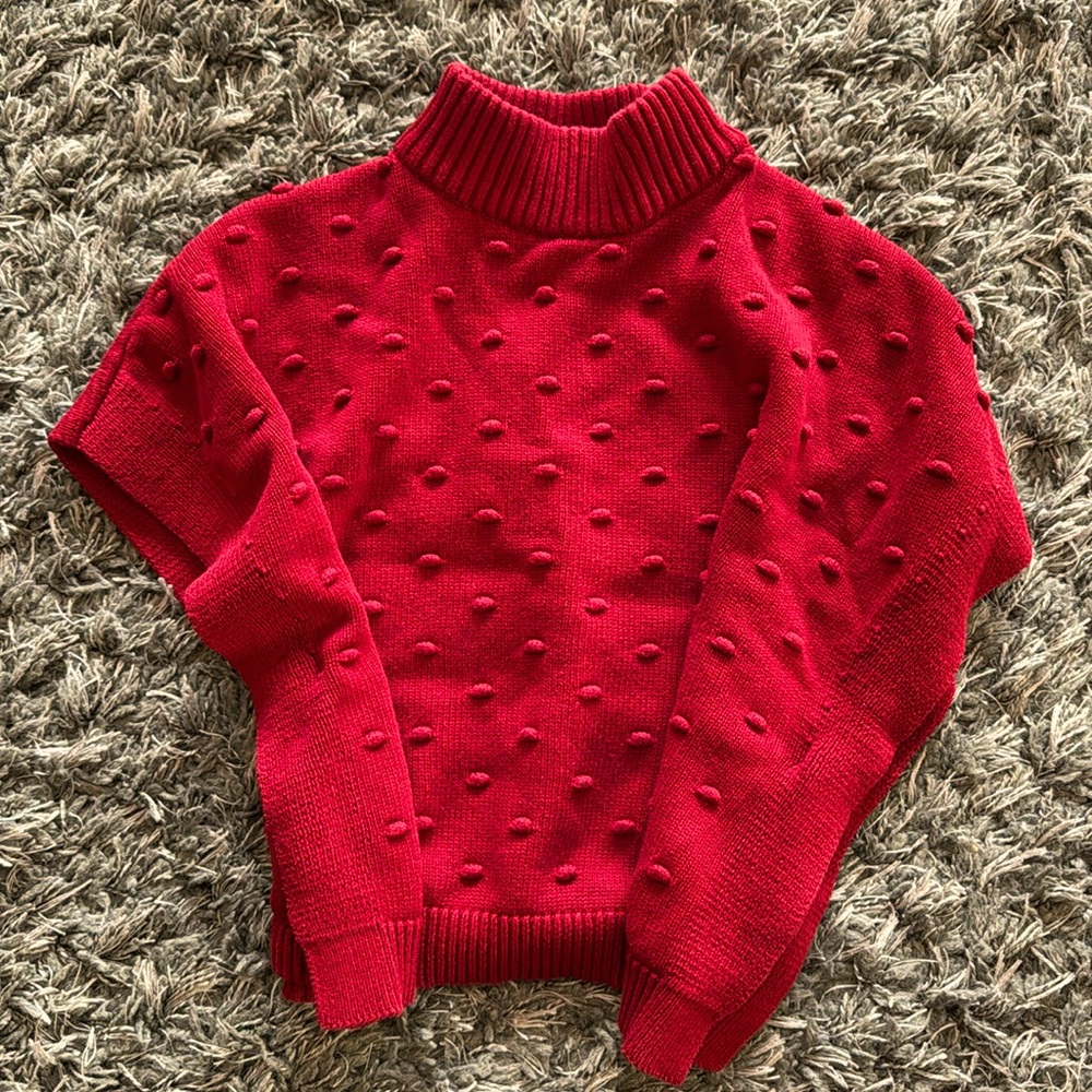 Girls poncho red sweater EUC